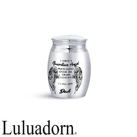 Luluadorn Dad Mini Cremation Urn for Human Ashes Daddy Father Men Engraved I Have a Guardian Angel Watching Over Me from Heaven Memorial Funeral Keepsake Gift