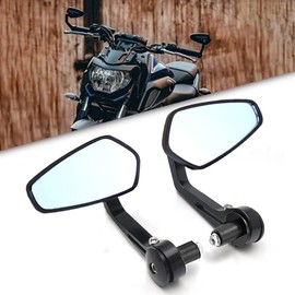 DREAMIZER Motorcycle Bar End Mirrors Universal 7/8" Handle Bar End Rear View Mirror Compatible with Honda Grom,Yamaha,Kawasaki,Ducati,Suzuki (black-3)