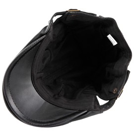 KYEYGWO PU Leather Peaked Cap for Men, Gatsby Newsboy Flat Cap Adjustable Flat Cap Leisure Beret Cap Driving Cabbie Hunting Caps Outdoor Newspaper Cap, black