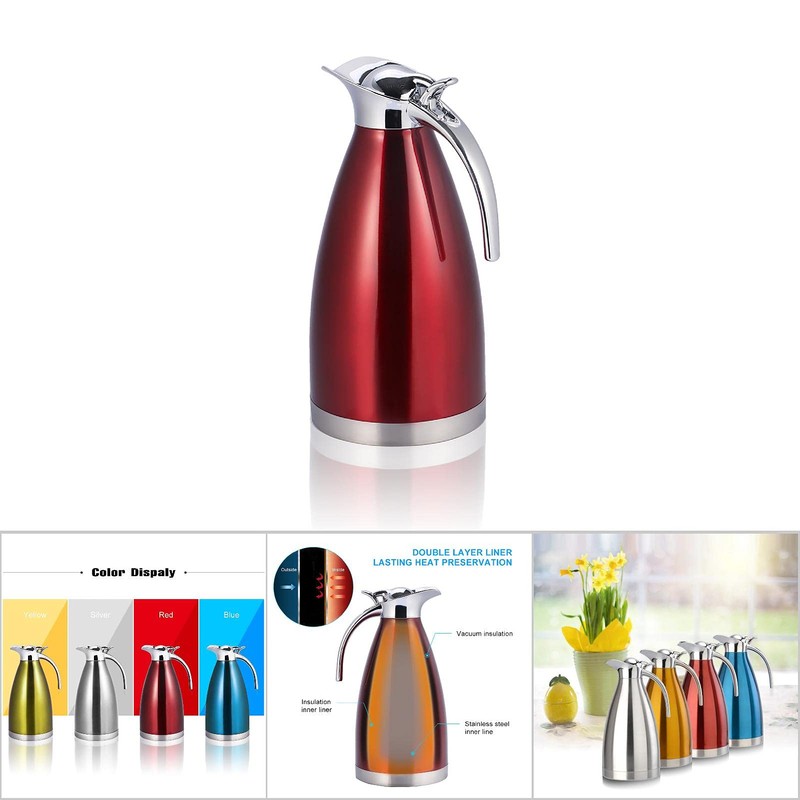 Thermo Pot, Thermos Flask, Coffee Pot, Teapot, 2 Litres, Stainless