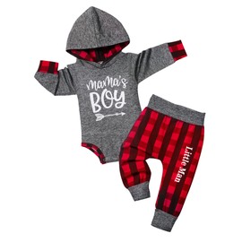 Newborn Boy Outfits Mama's Boy Letter Print Hoodies Romper Winter Clothes Baby Boy Coming Home Outfit 2pcs Set Stuff gifts