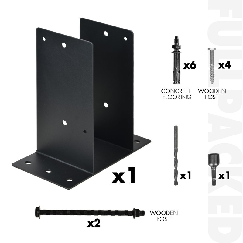 Heavy Duty Steel Post Base, 6''x6'' (Internal 5.5"x5.5"), Concrete Post