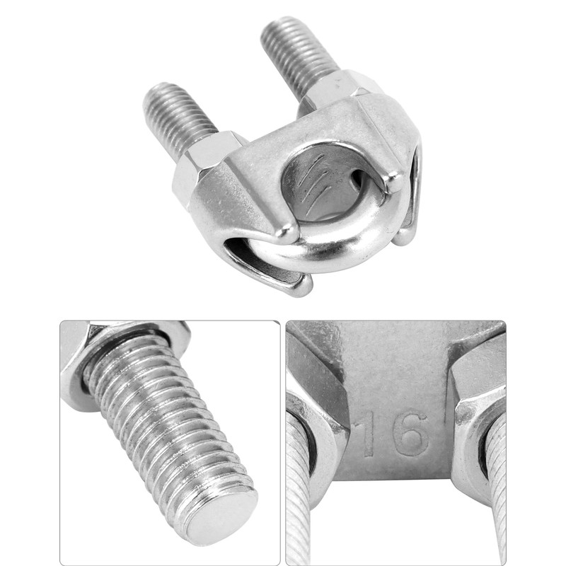 QWORK 5/8" Wire Rope Clamp Clip M16, 10 Pack Large
