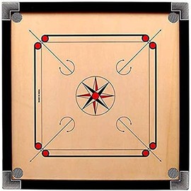 Elex Classic Carrom 32" x 32" Set with Board, Coins and Striker - Carrom Board with 6mm thick 29" x 29" playing area with stunning rebound hard borders