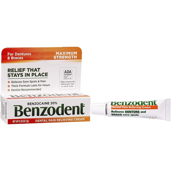 Benzodent Denture Cream .25 Oz, Pack of 12
