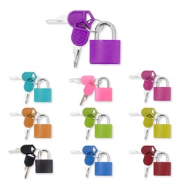 10Packs Suitcase Lockswith Keys Multicolor Small Matel Luggage Padlocks Plastic-Covered Mini Keyed Padlock for Household School Gym Locker Matching Game Dormitories Drawers Suitcases Backpacks