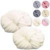 Chunky Wool, 2 x 250 g Fluffy Thick Yarn, Milky White Wool, Thick Yarn Fluffy, Thick Wool for Hand Knitting, Arm Knitting Wool, XXL Wool, Blanket Yarn for Weaving, Blankets, Scarves, Hats, Pet Bed
