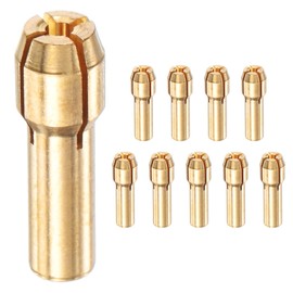 M METERXITY 10-Pack Brass Drill Chuck, 5/64 Inch/ 1.6 mm Collets Set Quick Change Replacement 4.2mm Shank Diameter for Rotary Tools/Electric Drills [Golden]