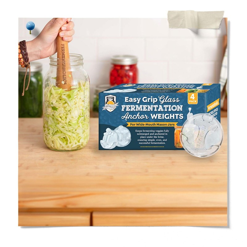 4 Pack Glass Fermentation Weights With Easy Grip Handles -