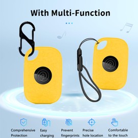 4pack Case for Tile by Life360 Pro (2024),Silicone Protective Cover(with Carabiner + Lanyard)Drop-Proof,Scratch-Proof,Shock-Proof,Dust-Proof,Protective Case for Tile Pro 2024 RE-61011(Yellow)