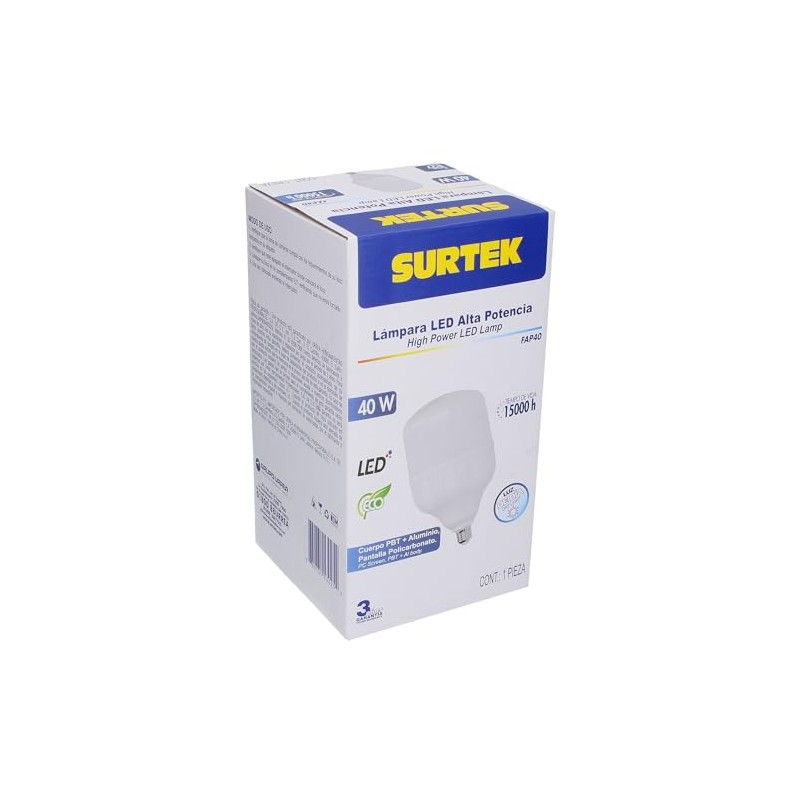 Surtek FAP40 Foco LED de 40W, Base Tipo E27/E28, 3600