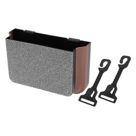 TUCKBOLD Car Trash Can Portable Front Seats Trash Bin White 1 Pc 9.8" Length 3.2" Width 6.3" Height Faux Leather