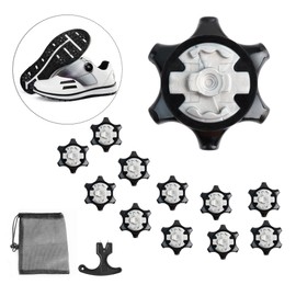 12 Universal Golf Spikes Set, Non-Slip Golf Shoe Spikes with Wrench, Black Cleats Golf Shoe Cleats Tooth Spikes, Replacement Bulk Cleats Golf Spikes to Provide Traction, Stability and Comfort