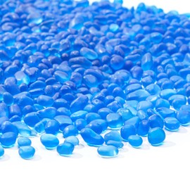 Keedolla 0.5 Lb Blue Glass Aquarium Rocks Fish Tank Gravel Bulk Polished, 6-9mm Frosted Sea Glass Stones Marbles for Aquarium Decor Rocks, Vase Fillers, DIY Crafts