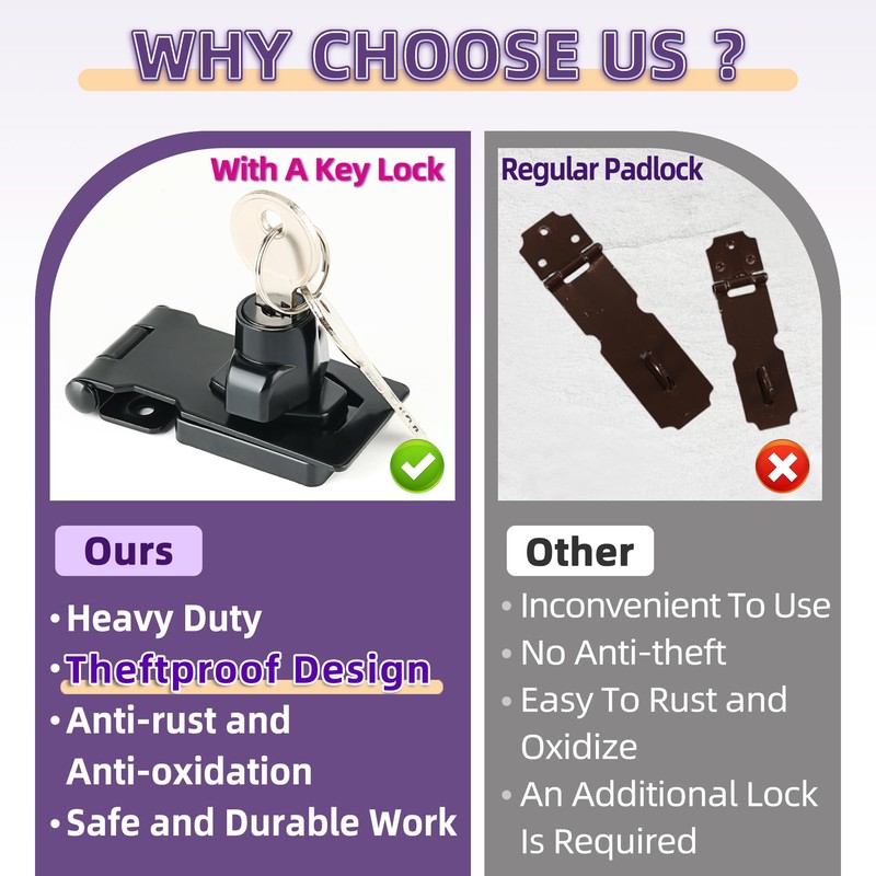 Alise Keyed Hasp Lock,2.5 Inch Safety Packlock Clasp Hasp Lock
