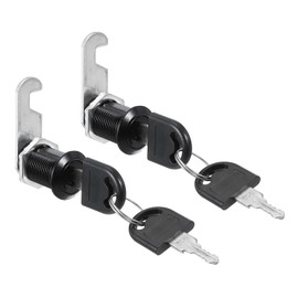 PATIKIL Cabinet Drawer Lock with Keys 2 Pcs 1" (25mm) Keyed Different Zinc Alloy Security Lock Cylinder Cam for Door Cupboard Household Mailbox Office Black
