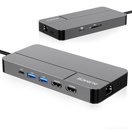 AUIMCE Mac Docking Station Dual Monitor 2 HDMI for MacOS and Windows Laptop Implement MST, Compatible MacBook Pro/Air M1/M2/M3/M4 Chips, Dual 4K Display for All USB C Computers