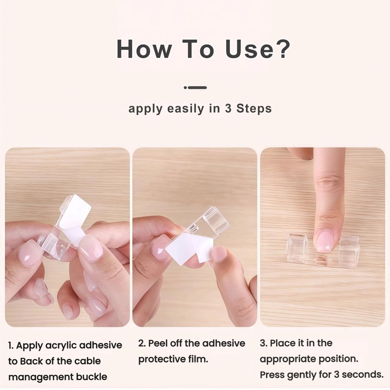 Keeshibao 60 Pack Adhesive Cable Clips Clear,6mm Wire Holders for