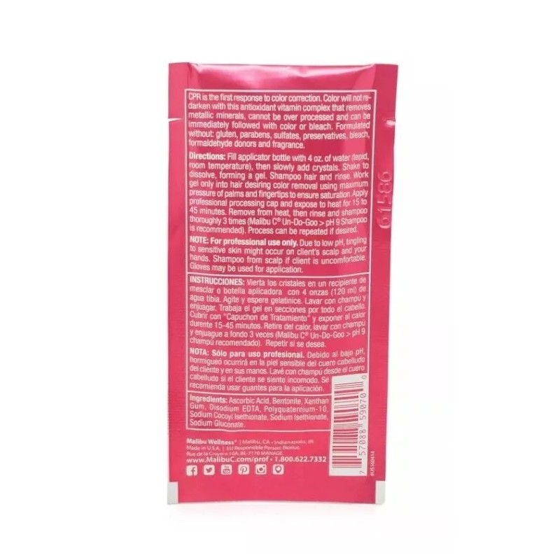 Malibu 3 Malibu CPR Color Remover Stain Pigment Reducer Packets