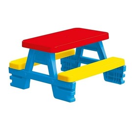 DOLU : Big Plastic Picnic Table for 4 - Blue, Red, Yellow - Indoor & Outdoor Use, 44lb Capacity, 44x77x71, Designed for Toddlers & Kids Ages 2+