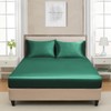 Satin Fitted Sheet, 180 x 200 cm, Dark Green, Green,