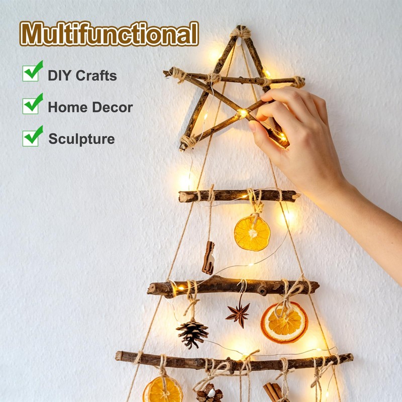 sourcing map 30Pcs 7.8" Natural Wood Log Sticks, 0.2" to