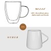 Wells 12 Oz Double Walled Glass Coffee Mugs with Handle,