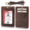 Boshiho Vertical Style Cowhide Leather ID Card Badge Holder with