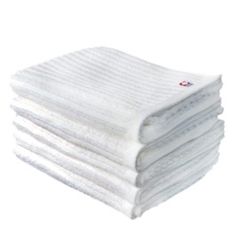 Imabari Towels, Certified White, Face Towels, Set of 5, 100% Cotton, Absorbent, Quick Drying, Soft, Striped, Made in Japan, 13.0 x 33.1 inches (33 x 84 cm), Loose, Long, Made in Japan, Imabari, White, 19 inch