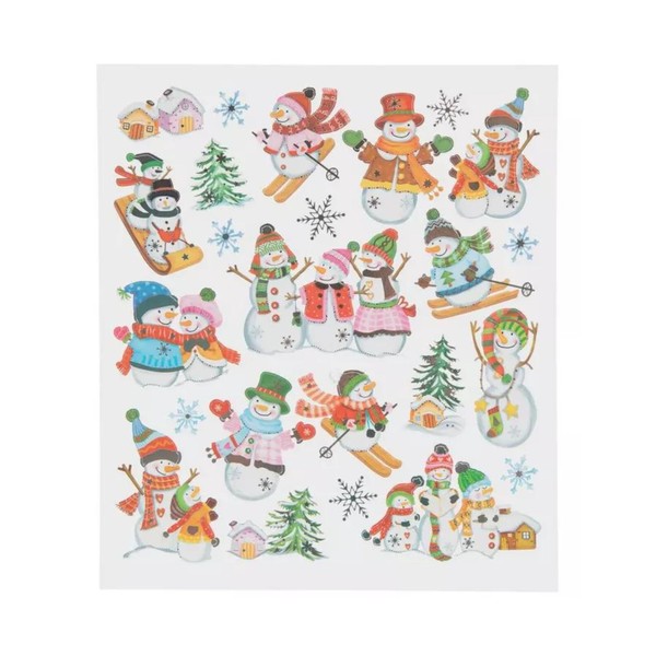 Christmas Snowmen Foil Stickers for Crafts and Scrapbooks, 48 Stickers