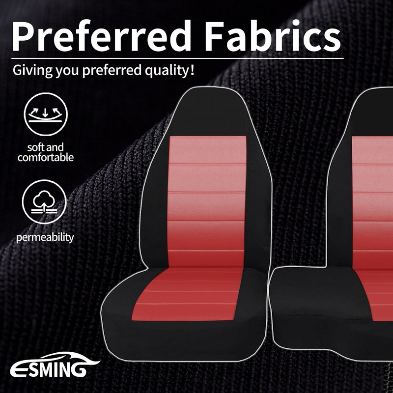 ESMING 2PCS 60/40 High Back Bench Seat Cover for Ford