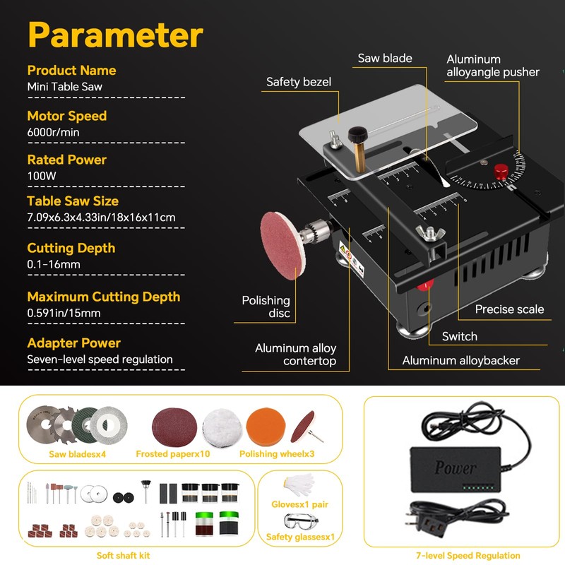 AutoShark Mini Multi-Functional Table Saw, Mini Table Saws for Crafts,