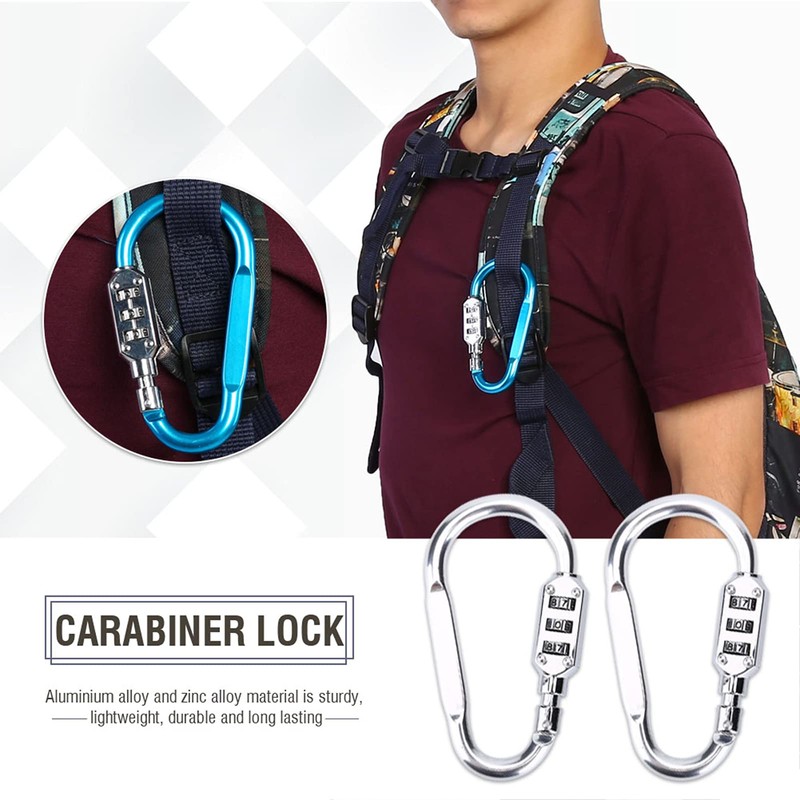 Yuecoom Carabiner Combination Lock, 3 Dial Digit Combination Password Code