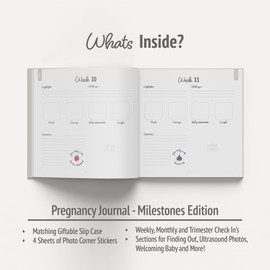 Pregnancy Journal Milestones Edition - Pregnancy Baby Book for Mum To Be, Baby Shower. Calendar, Photo Album, Scrapbook, Organizer and Memory Book. Photo Corner Stickers Included. Gift Sleeve