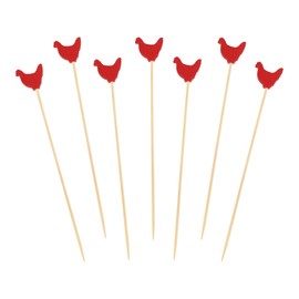 BambooMN 4.7" Decorative Red Rooster End Bamboo Cocktail Fruit Sandwich Picks Skewers for Catered Events, Holiday's, Restaurants or Buffets Party Supplies, 100 Pieces