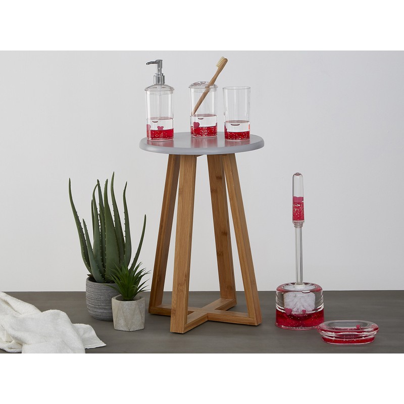 Premier Housewares Acrylic Lotion/Soap Dispenser, Transparent/Red, 7 x 7 x