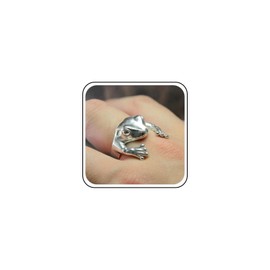 Yheakne Vintage 3D Frog Ring Silver Frog Open Ring Frog Animal Rings Frog Finger Ring Frog Knuckle Rings Punk Gothic Ring Jewelry for Women