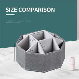 Arniche Leather Remote Control Holder,360 Degree Spinning TV Remote Caddy,9 Grids Desk Organizers and Accessories for Storage Controller,Calculator,Mail,Media,Pen,Phone etc(Grey Fish pattern)