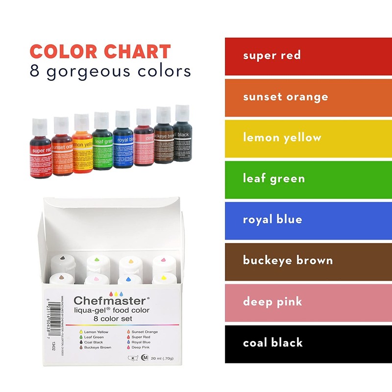 Chefmaster - Liqua-Gel Food Coloring - Fade Resistant Food Coloring