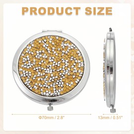 uxcell Small Pocket Mirror for Purse, Magnifying Foldable Makeup Handheld Compact Mirror for Women, Purse, Travel, Girls, Gift (Yellow/Silver with Silver Frame, 2.8Inch)