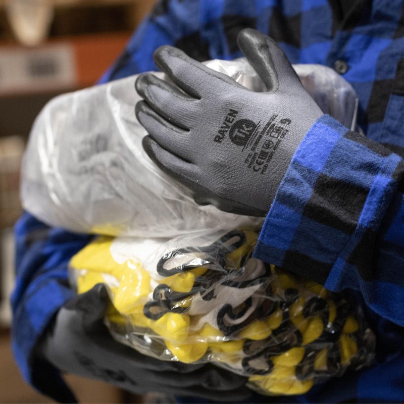 TK Gloves RAVEN/Assembly Gloves/Size 11, 12 Pairs/Grey/Assembly Gloves/Gloves Work Gloves/Intended