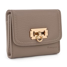 UTO Women's Small Fine Leaf Pendant Purse Faux Leather RFID PU Leather Wallet Girls with Compartments Zip Small Wallet, 1271 Mini Brown, Modern