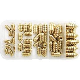 Fishing Brass Hollow Sinkers, Brass Sinker Weights Jig Hooks, Fishing Sinkers Set, Brass Fishing Weights Kit With Box For Freshwater Saltwater Fishing (25Pcs Weights)