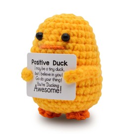 COOLACC Mini Positive Crochet Emotional Uplifting Coworker Sister Brother Support Gift for Friend Daughter Son Small Birthday Gifts Fun Desk Decor [Duck]