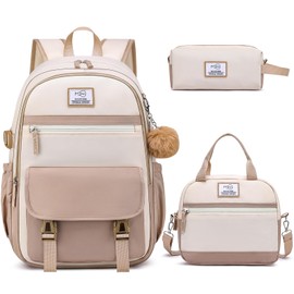 MOMUVO School Backpack Set for Girls,3pcs Bookbag with Lunch Box Pencil Case Kids School Bag Set