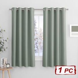 PONY DANCE Curtains, Children's Room, Boy’s room, Short Curtains, Sage Green Blackout Curtain, Thermal Curtain, Heat Protection Curtain, Opaque Eyelet Curtain, 1 Piece, H 158 x W 132 cm