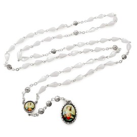 Seven Sorrows of Mary Rosary Chaplet Tear Drop Acrylic Pearl Beads and Matching Rosary Pouch