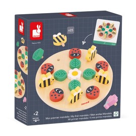 Janod - Educational Product Range - My First Mandala Garden - Promotes Concentration and Creativity - Educational Children's Toy - FSC Wood Game - From 24 Months, J05084