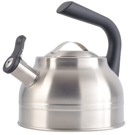 Kenmore Elite Costner 2.3 Qt Stainless Steel Tea Kettle w/Encapsulated Base & Bakelite Handle - Satin Stainless Steel