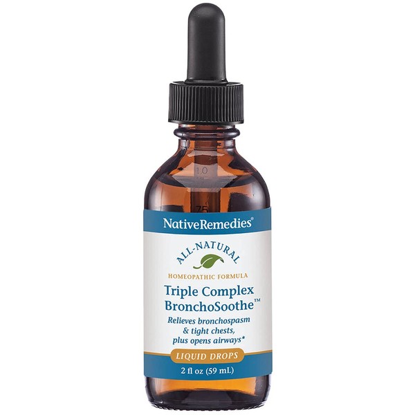Native Remedies Triple Complex BronchoSoothe - Natural Homeopathic Formula Temporarily Relives Symptoms of Chest Constriction or Abnormal Breathing - Supports Normal Lung Functioning - 59 mL